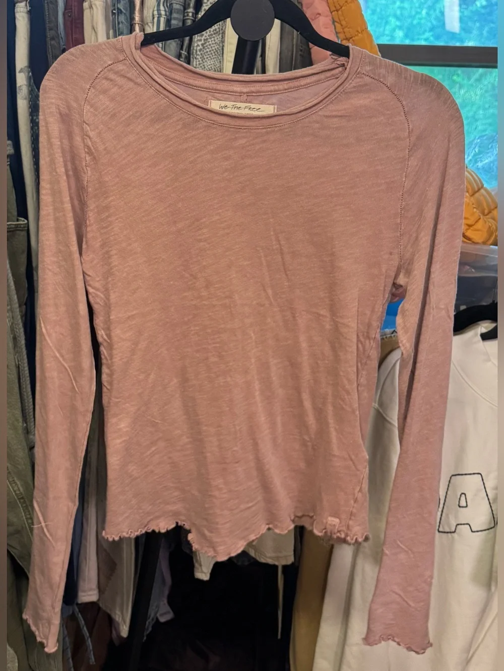 NWOT Free People We The Free Be My Baby Long-Sleeve Tee - Petal Pink - Large